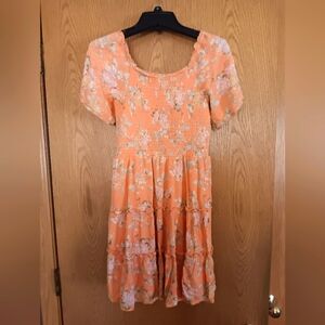 Girls size large, orange floral dress
